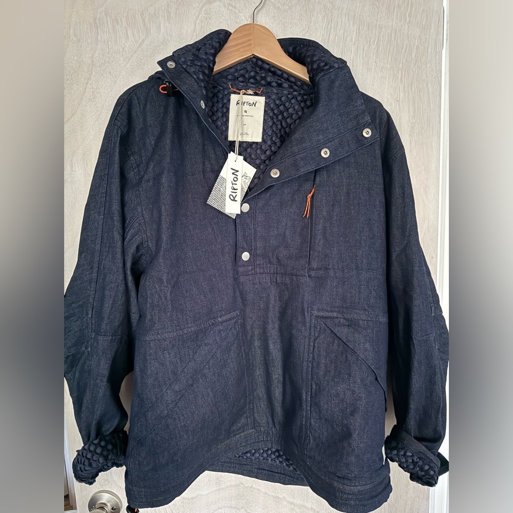 RIPTON Mizu thermo anorak performance denim jacket, UNISEX size S, blue, NWT